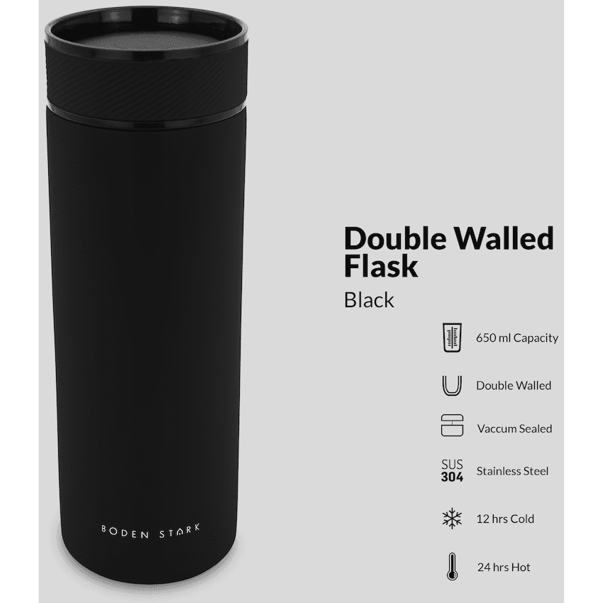 Boden Stark 650ml Travel Flask - Black 2