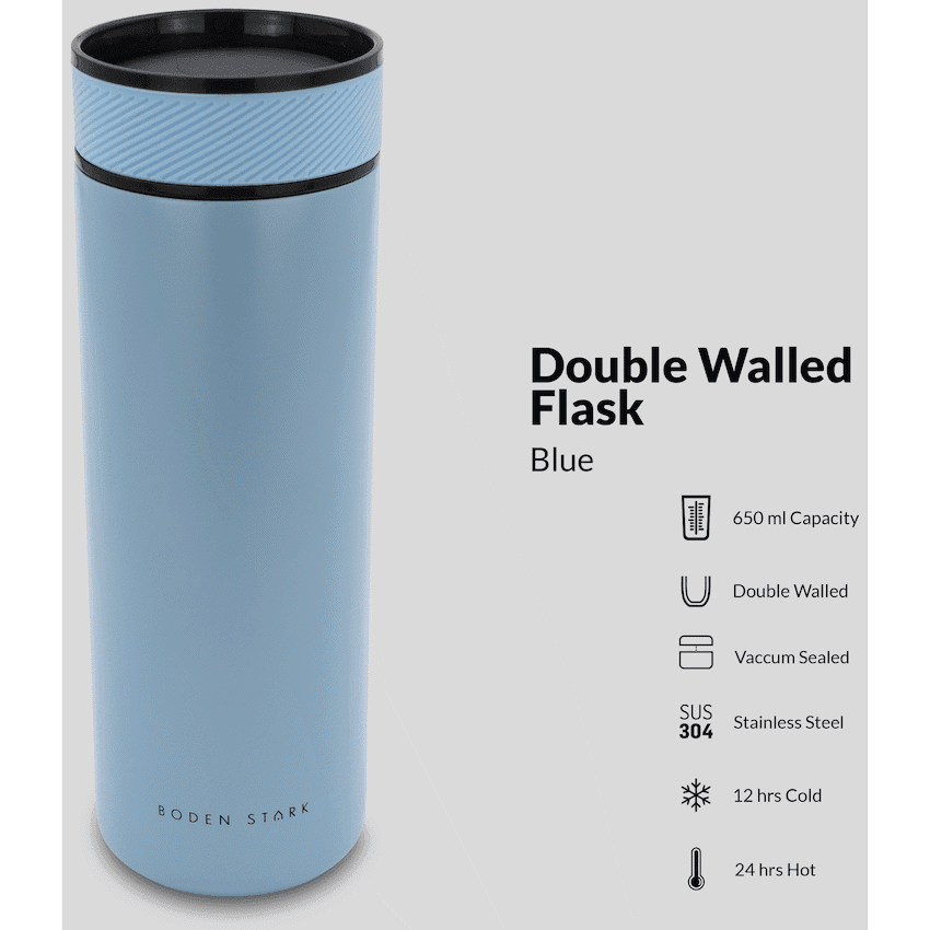 Boden Stark 650ml Double-Walled Flask - Blue 2