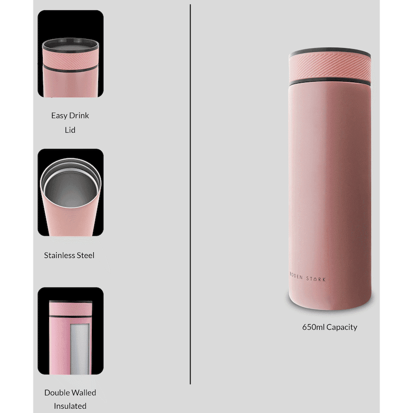 Boden Stark 650ml Flask - Pink 2