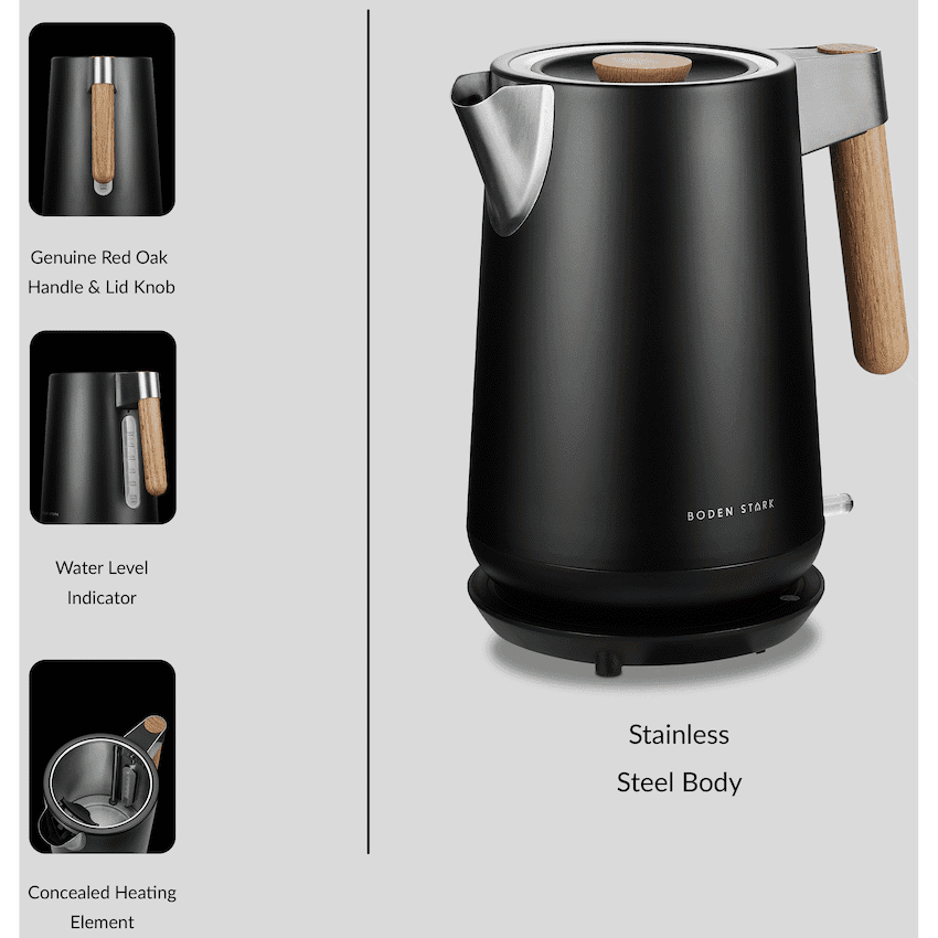 Boden Stark Anson Collection 1.7l 2000w Stainless Steel Kettle - Black 4