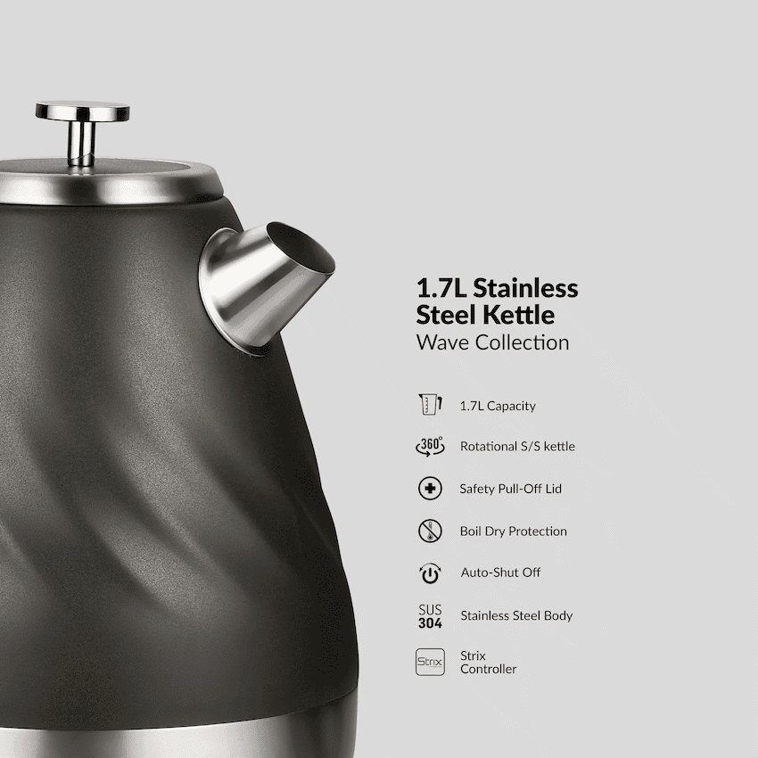 Boden Stark 1.7l Stainless Steel Kettle - Charcoal 4