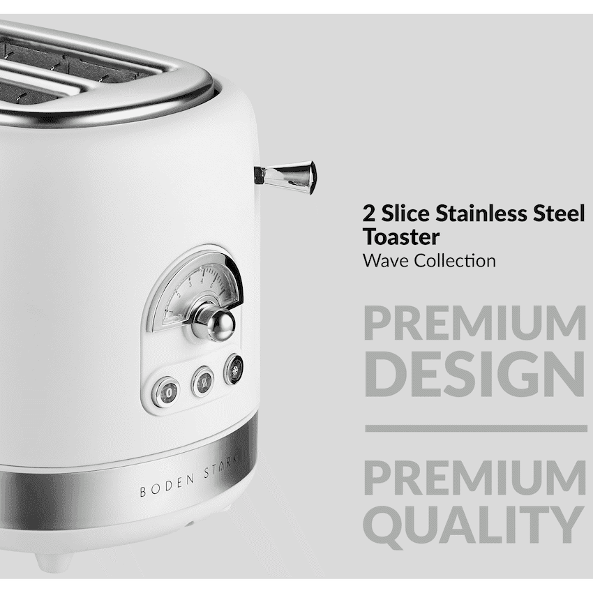 Boden Stark 2-Slice Stainless Steel Toaster - White 4