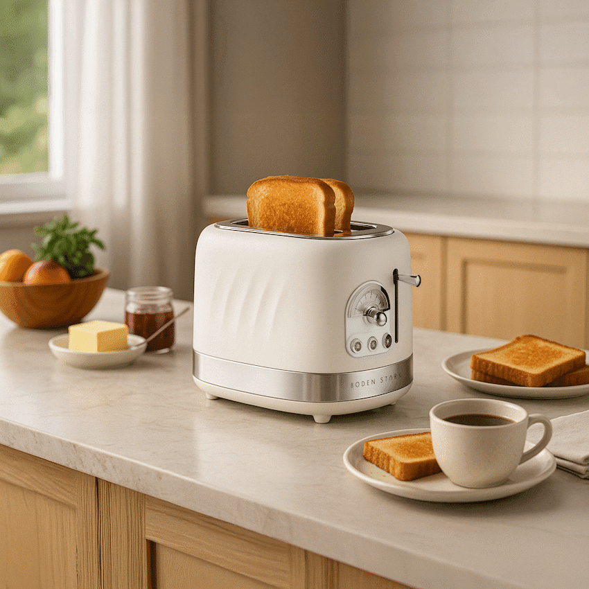 Boden Stark 2-Slice Stainless Steel Toaster - White 6