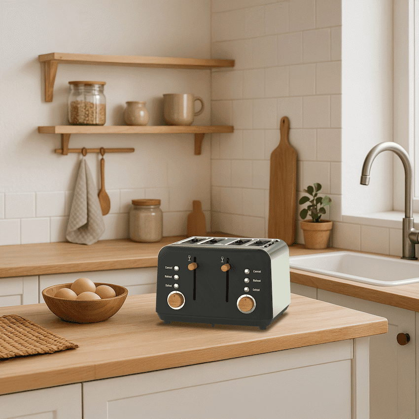 Boden Stark Anson Collection 4-Slice Stainless Steel Toaster - Black 6