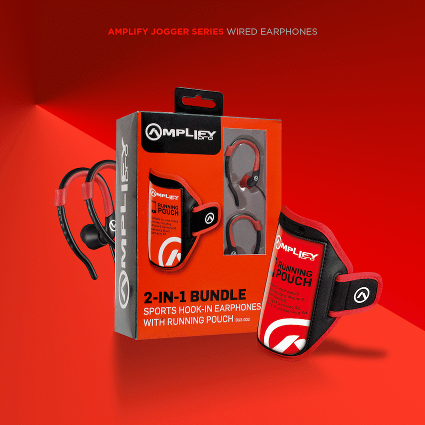 Amplify 2-IN-1 Bundle Jogger series earphones with pouch 7