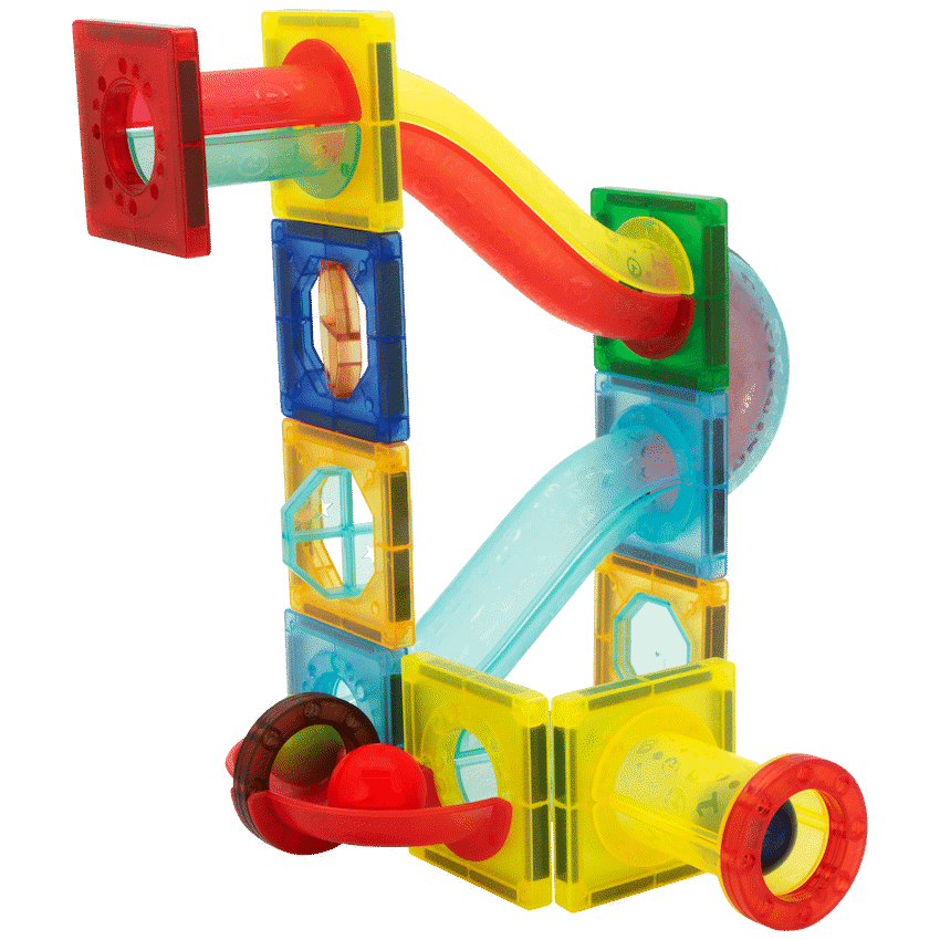 45 Magnetic Tiles and Marble Run Parts 1