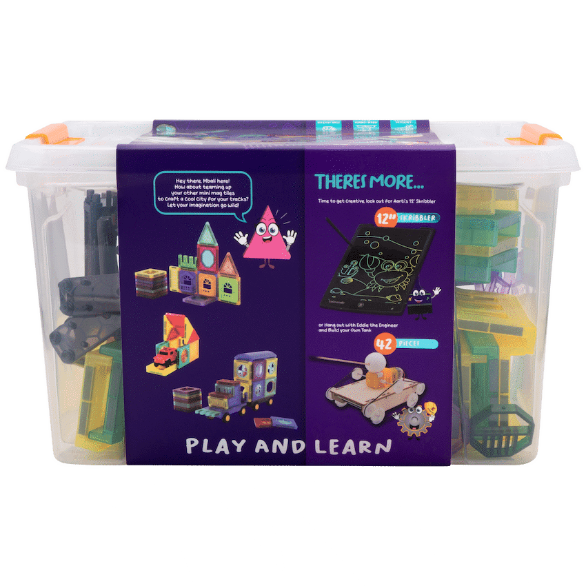 Edu-Matic Mini-Mag Magnetic Tile Tracks with 2 Cars and 93 Pieces 3