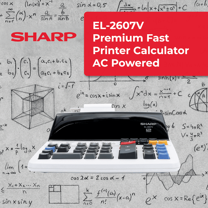 Sharp EL-2607V Premium Fast Printer Calculator AC Powered 3
