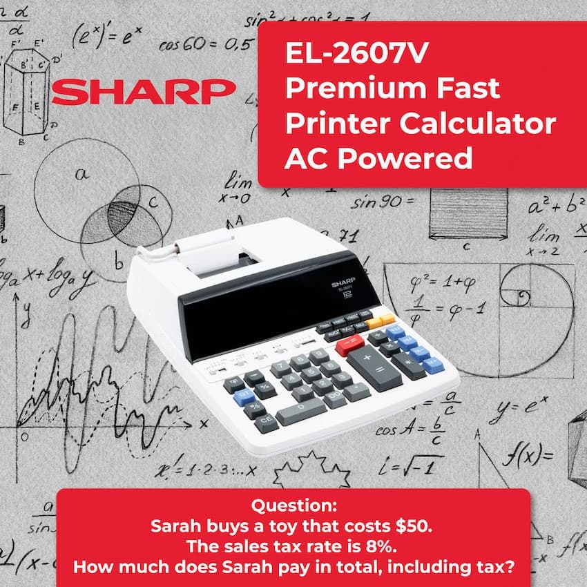 Sharp EL-2607V Premium Fast Printer Calculator AC Powered 7