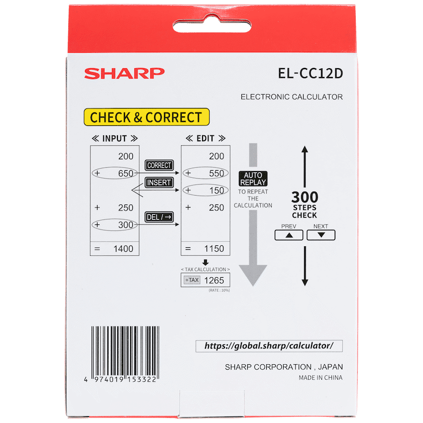 Sharp EL-CC12D Desk Calculator - CheckCorrect Tax 6