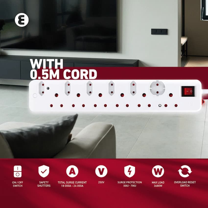 Ellies 12-Way High-Surge Multiplug 0.5m 11
