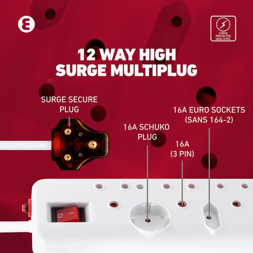 Ellies 12-Way High-Surge Multiplug 0.5m 12