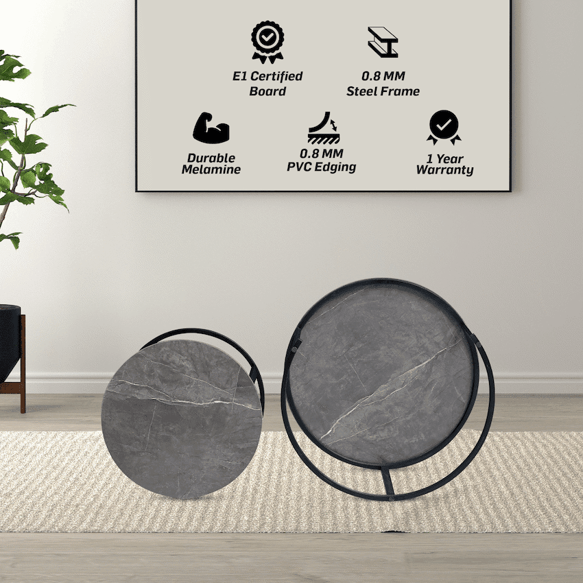 Everfurn Indus Nesting Coffee Table Marble Grey 2 - Piece 6