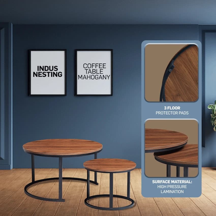 Everfurn Indus Nesting Coffee Table - Mahogany 2-Piece 8