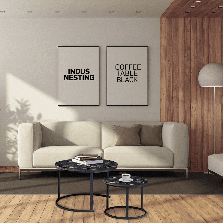 Everfurn Indus Nesting Coffee Table Black 2 Piece 3