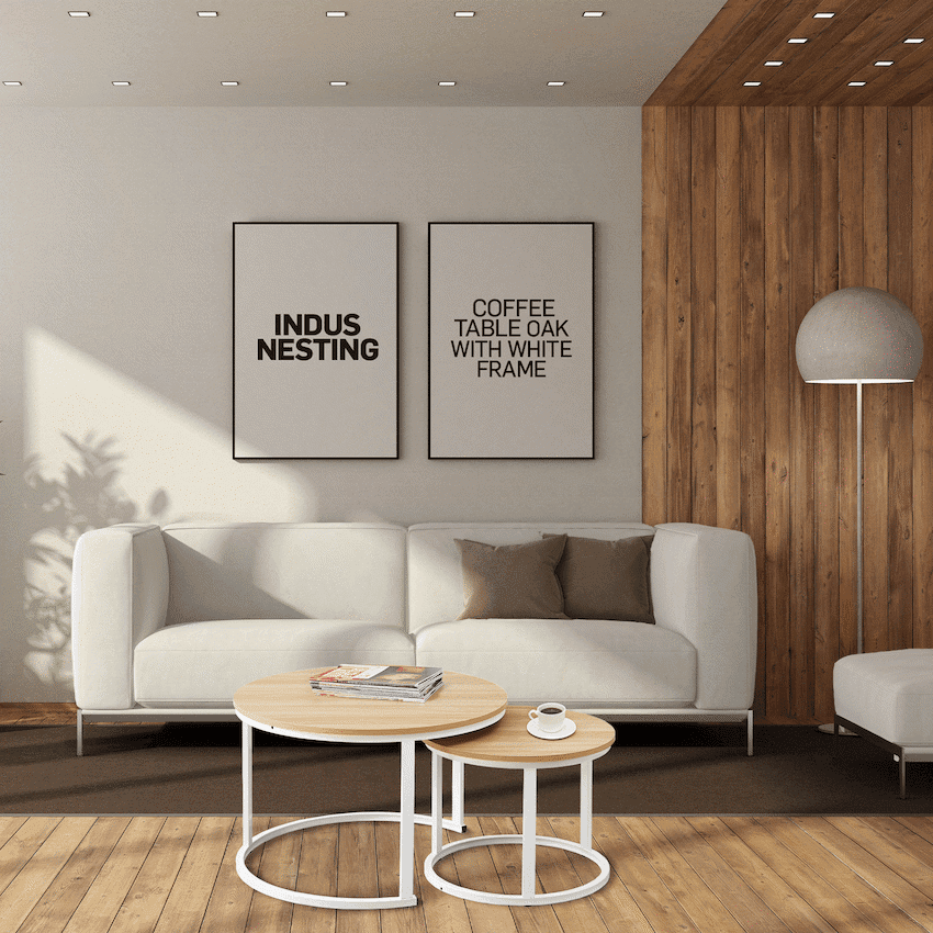 Indus Nesting Coffee Table Oak With White Frame 2