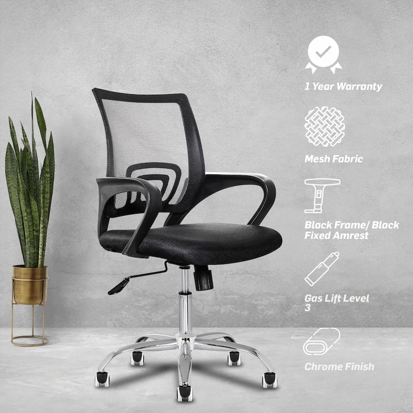 Everfurn Swift Mid Back Chair - Black 3