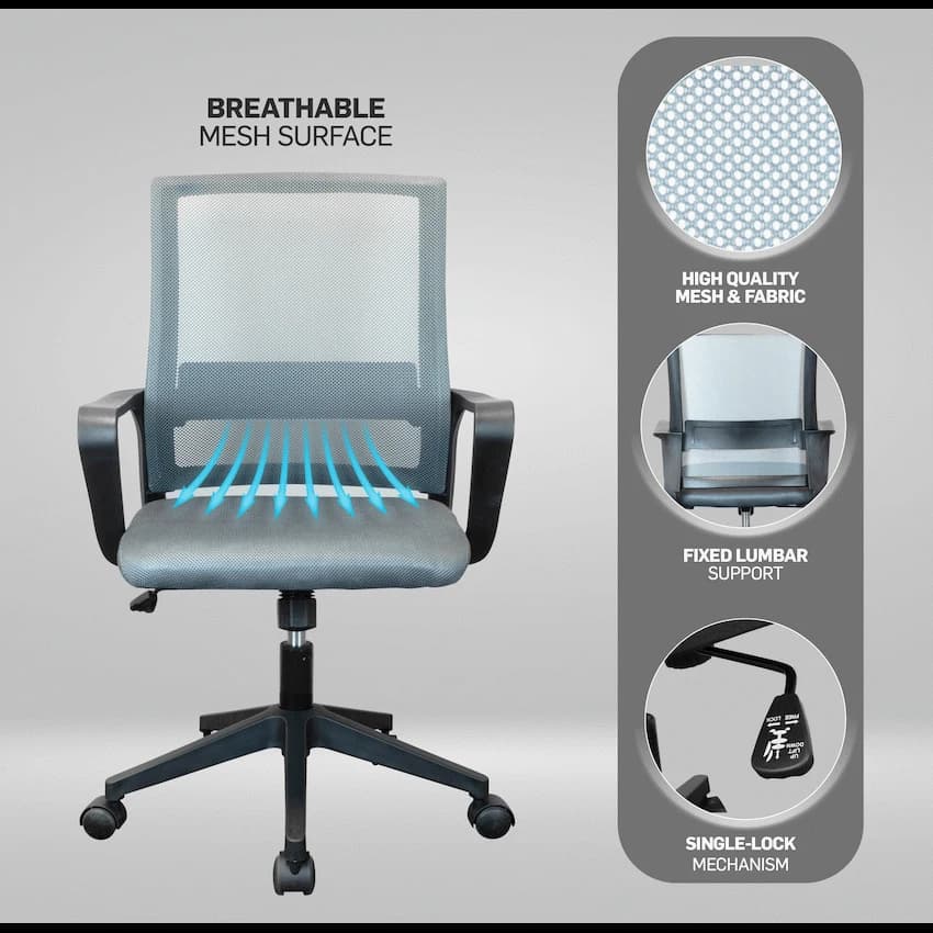 Everfurn Marine Mid-Back Chair - Grey 2