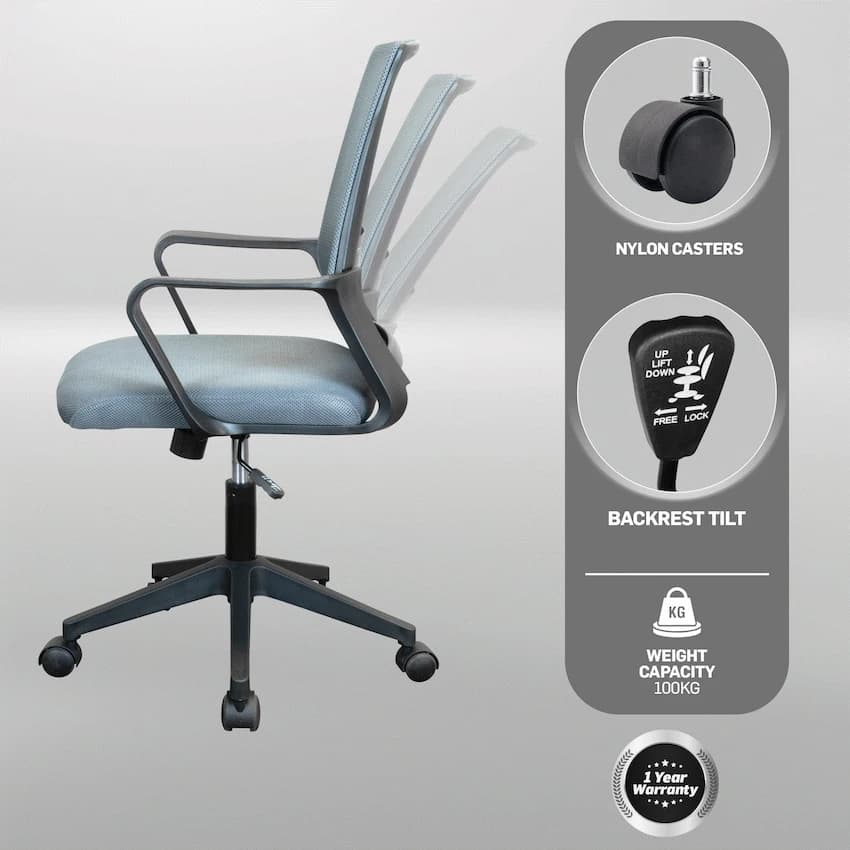 Everfurn Marine Mid-Back Chair - Grey 4