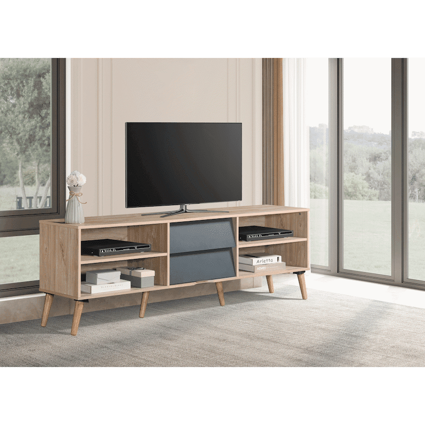 Everfurn Everest Tall TV Stand - 2 Drawers 3