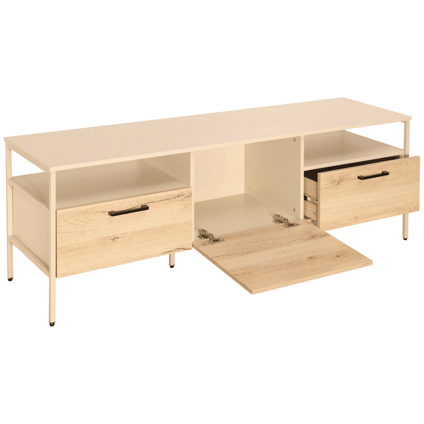 Everfurn Ellen TV Stand - Melamine - Powder-Coated Steel Frame - 2 Drawers - Storage Cabinet 2