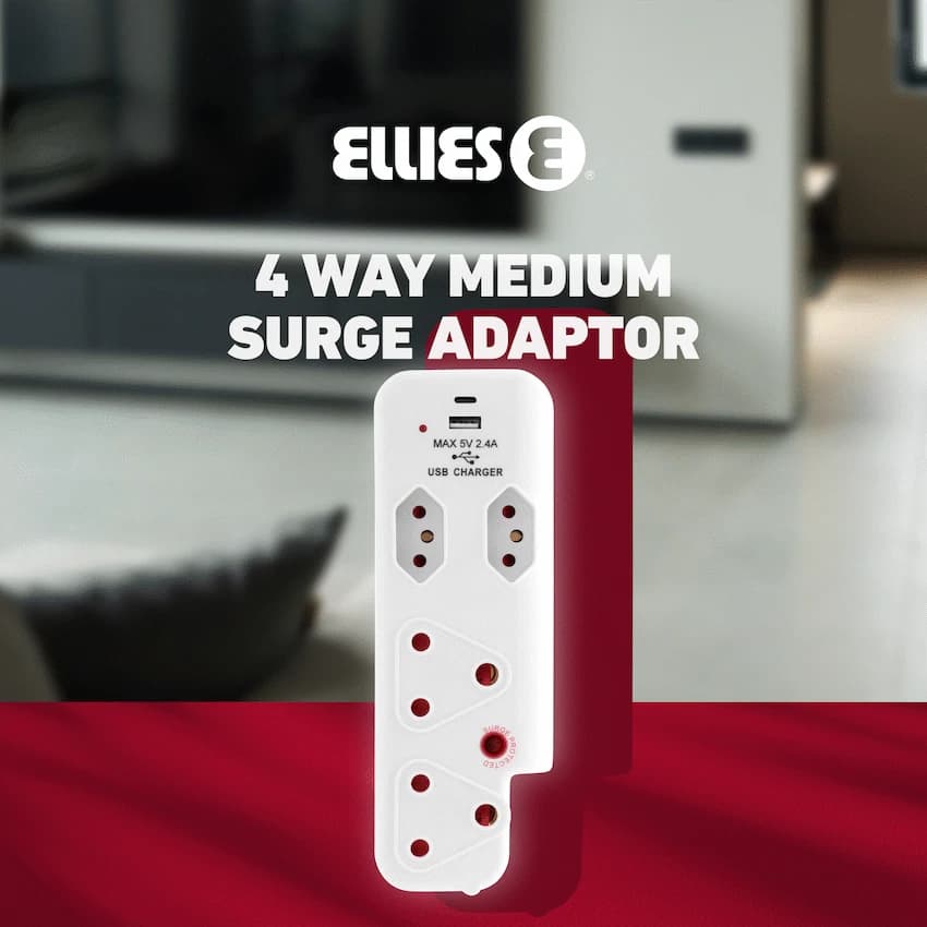 Ellies  4 Way Medium Surge adaptor with type C + USB 9