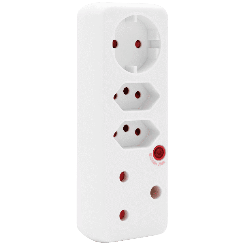 Ellies 4-Way Medium Surge Adaptor with Schuko - White 6