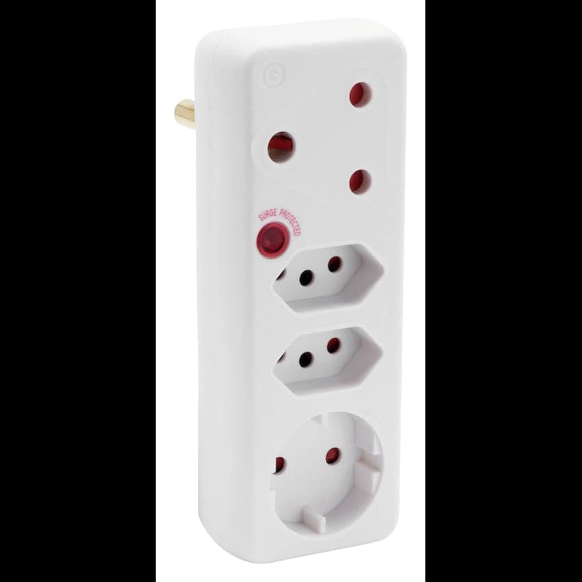 Ellies 4-Way Medium Surge Adaptor with Schuko - White 10