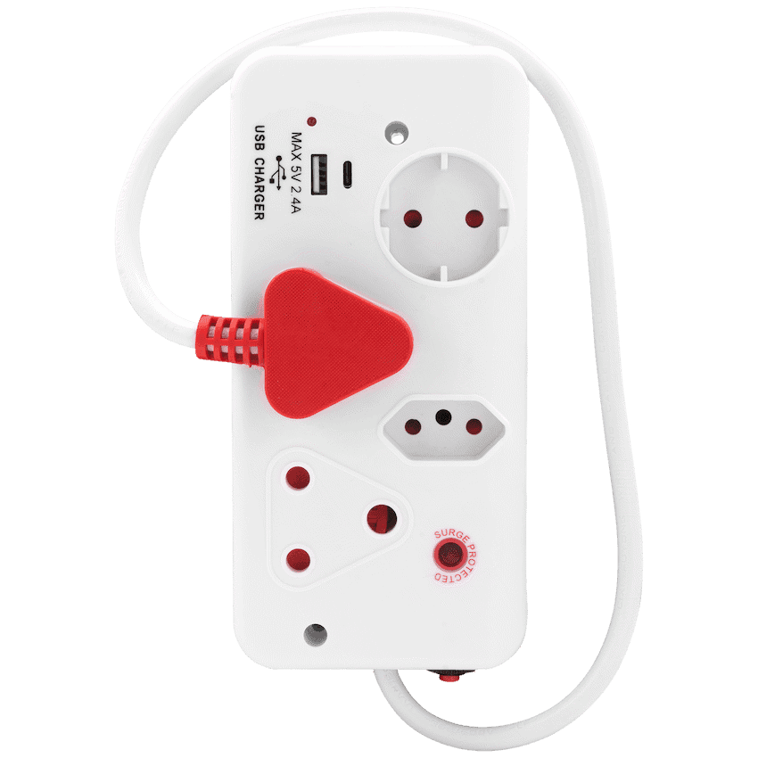 Ellies 4-Way Medium Surge Multiplug with USB-A+USB-C 0.5m 8