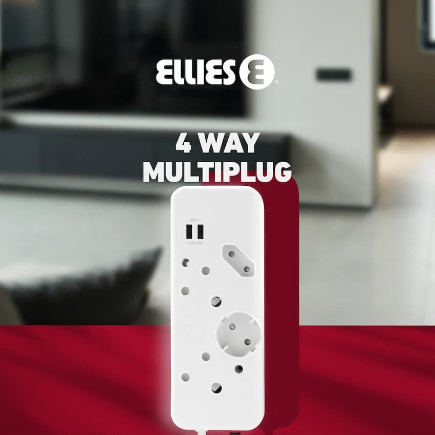 Ellies 4-Way Multiplug - 2 x USB 2.4a - 0.4m 7
