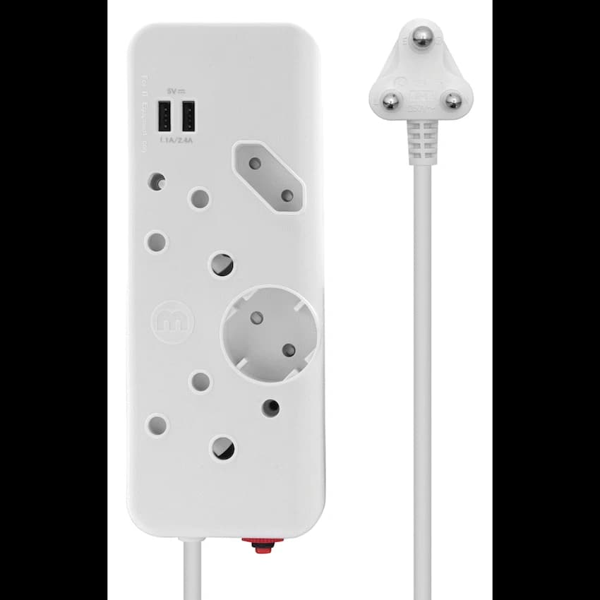 Ellies 4-Way Multiplug - 2 x USB 2.4a - 0.4m 8