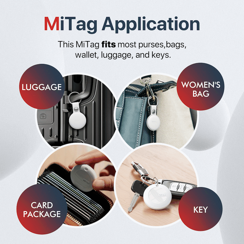 MiTag Apple-Compatible Tag with Leather Keychain Accessory - 1 Pack 13