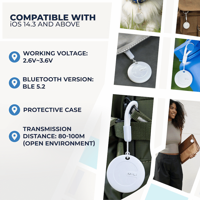 MiTag Apple-Compatible Tag with Leather Keychain Accessory - 1 Pack 23