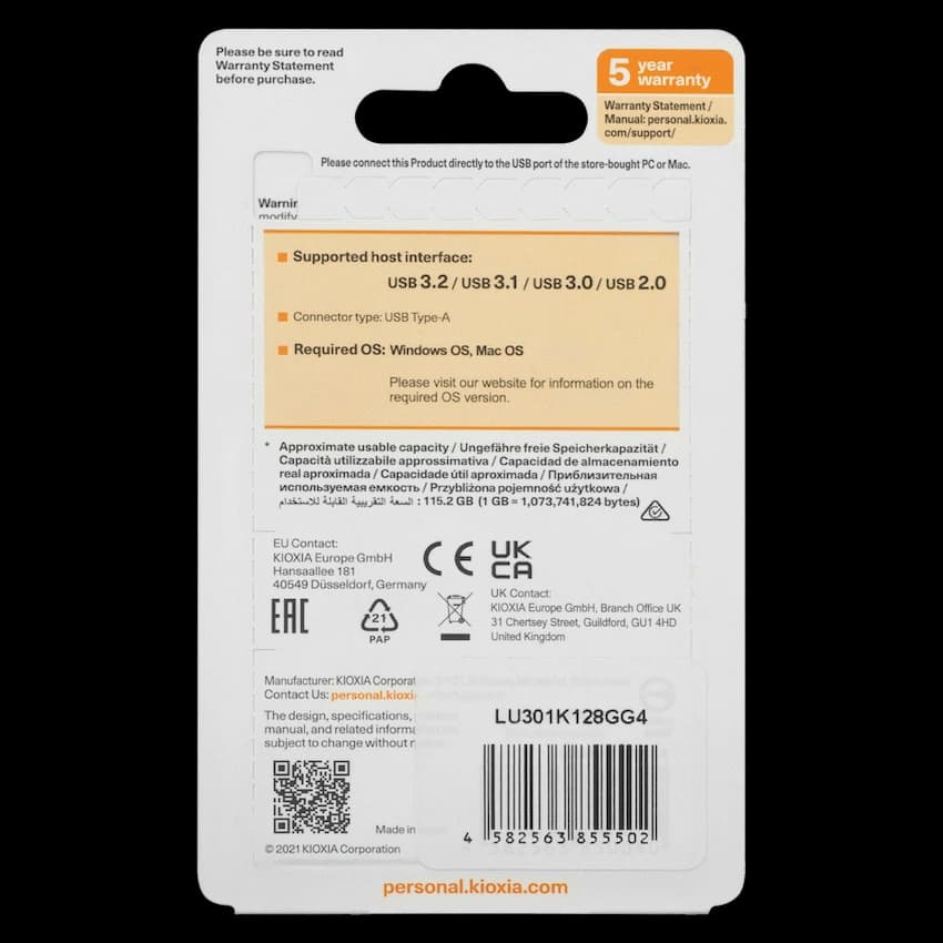 Kioxia U301- 128GB USB 3.2-GEN1-BLK 6