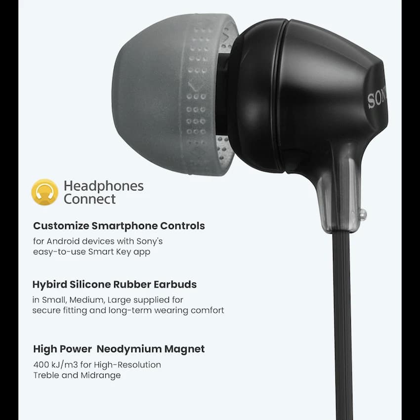 Sony MDR-EX15AP (Black) In-Ear Earphone with Mic for iPhone - Android - BlackBerry 3