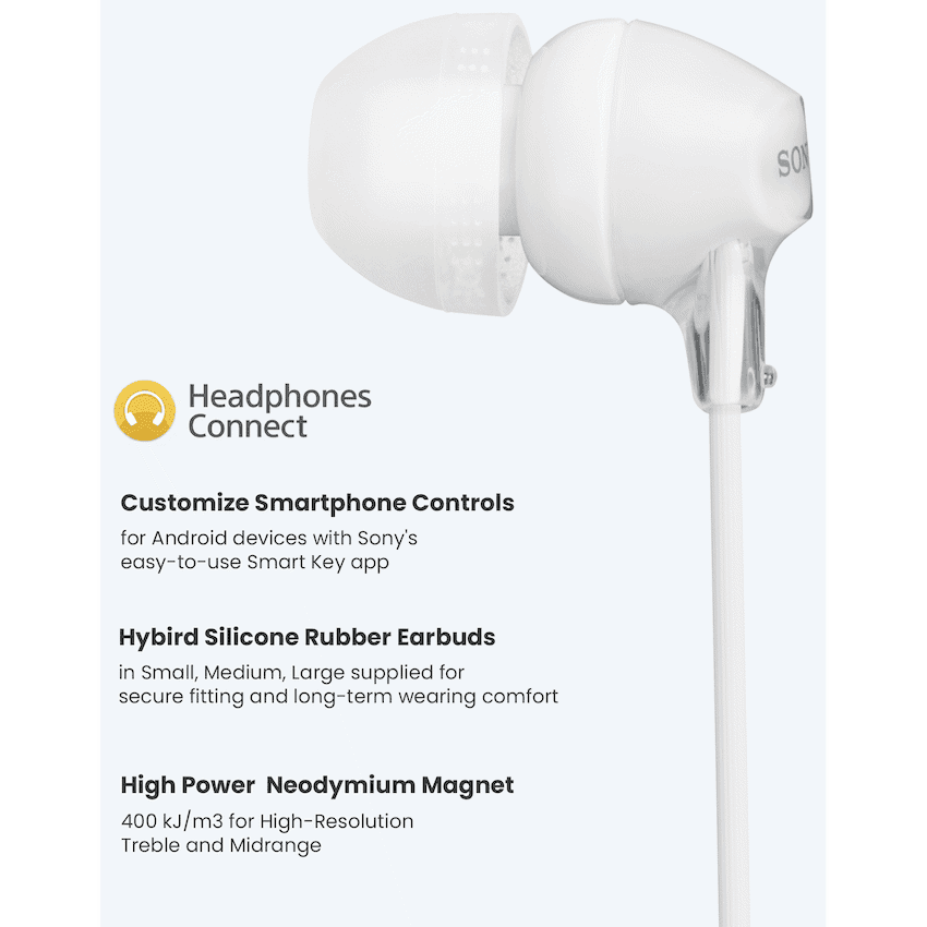 Sony MDR-EX15AP (White) InEar Earphone with Mic for iPhone - Android - Blackberry 2