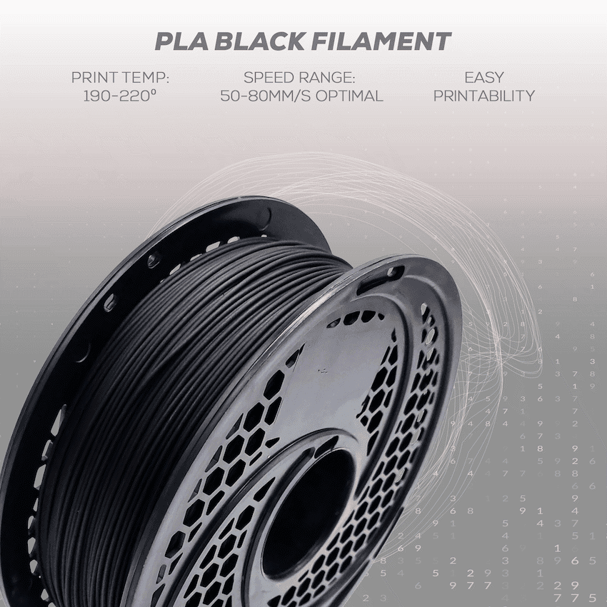 PLA Filament - Black - 1kg - 1.75mm 3