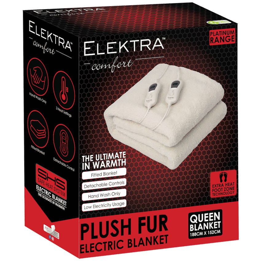 Elektra Comfort Electric Blanket - Queen - Fur 2