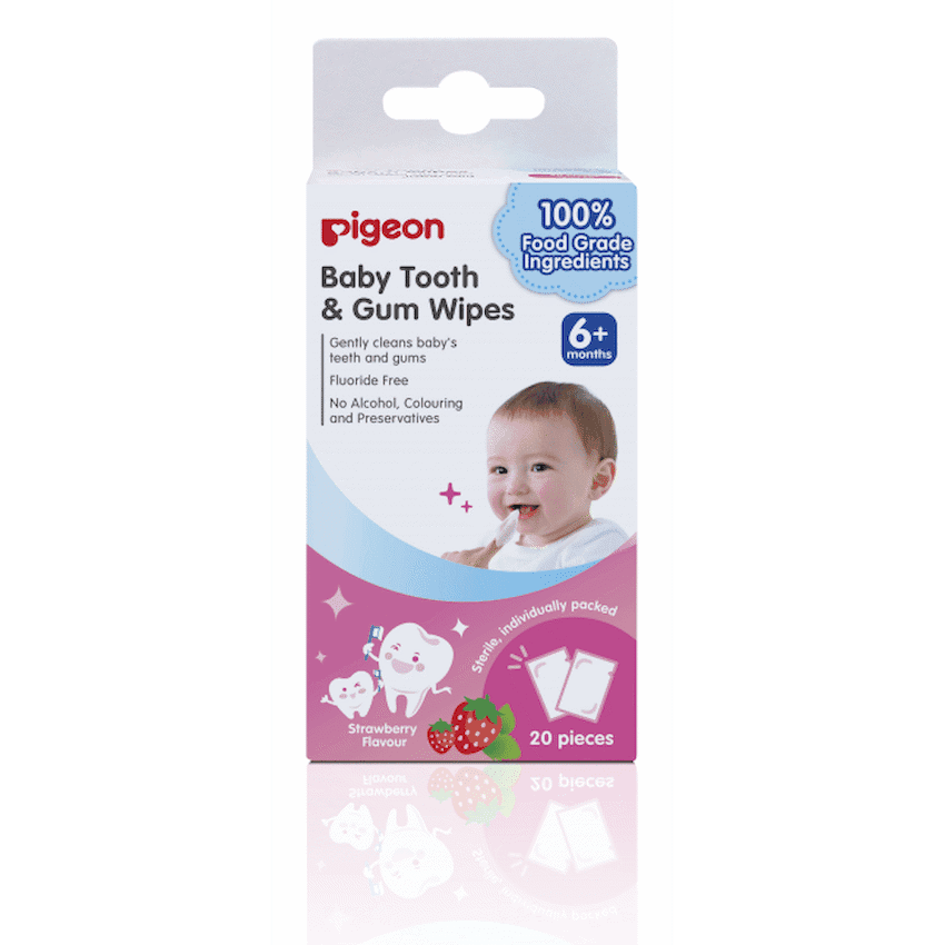 PIGEON BABY TOOTH & GUM WIPES STRAWBERRY 20S 1