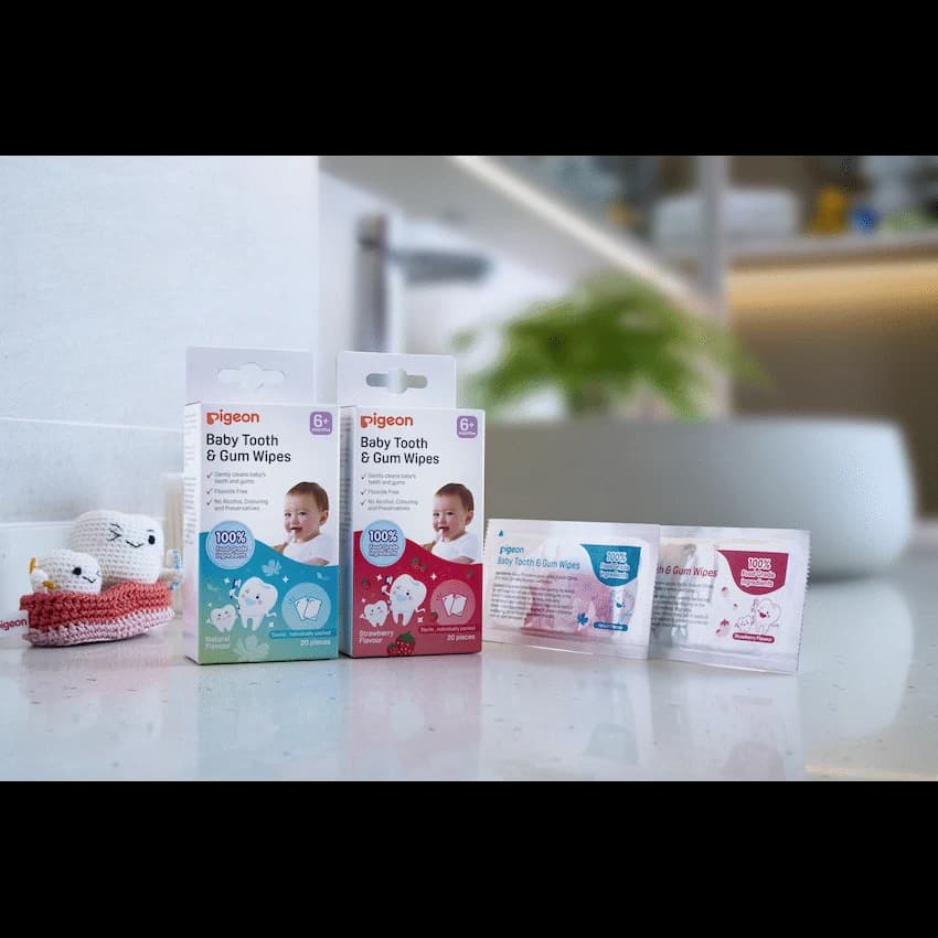 PIGEON BABY TOOTH & GUM WIPES STRAWBERRY 20S 2