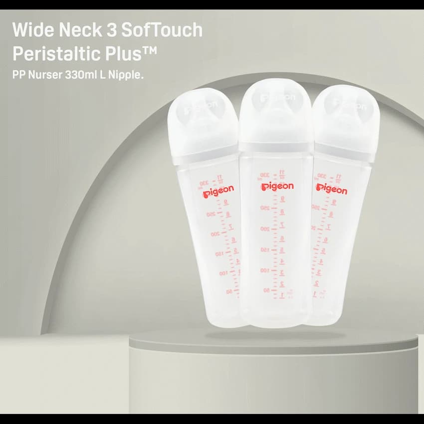 Pigeon Softouch 3 Bottles PP 330ml (L) Triple Pack 5