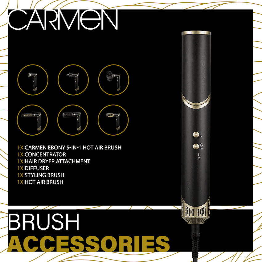 Carmen 5-in-1 Hot Air Brush - Ebony 6