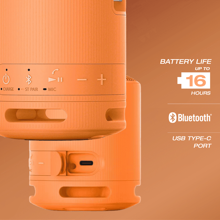 Sony XB100 Portable Bluetooth Speak - Orange 3