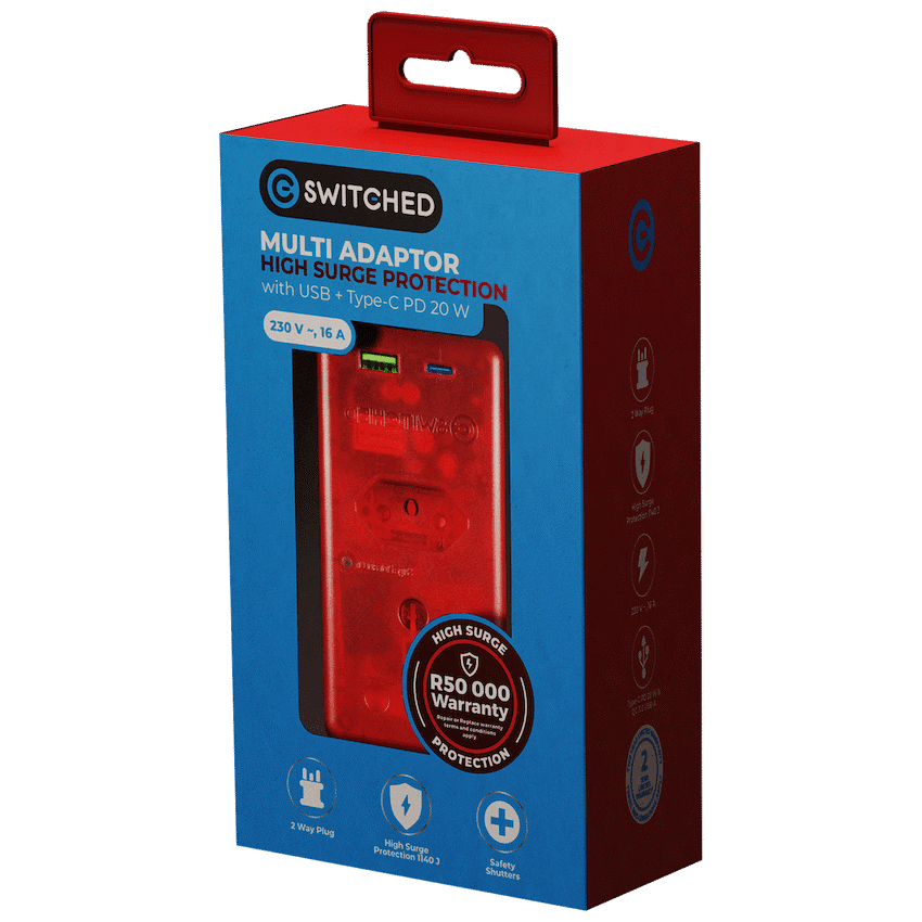 Switched High Surge Multi Adaptor with USB + Type-C PD20W 7