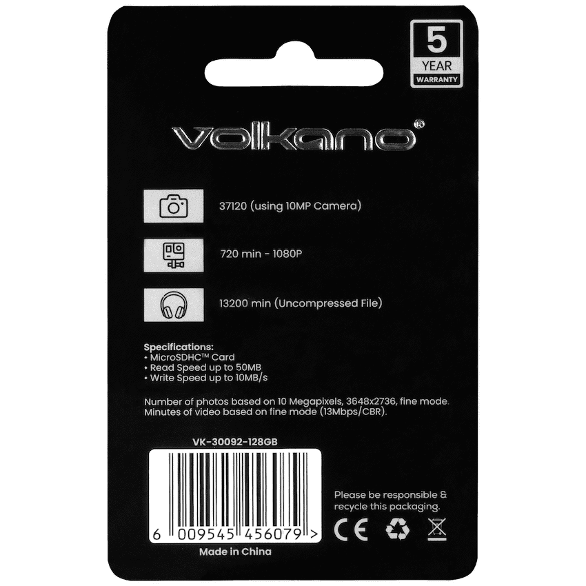 Volkano Micro Series Micro SD Card 128gb - Class 10 2