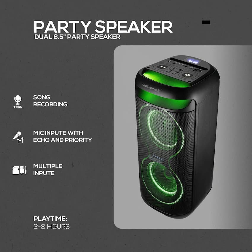 VolkanoX VXP200 Dual 6.5" Party Speaker  - Black 6