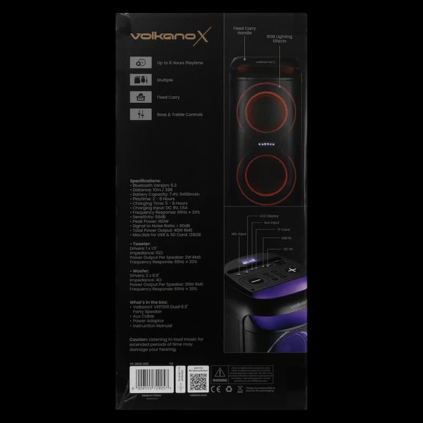 VolkanoX VXP200 Dual 6.5" Party Speaker  - Black 10