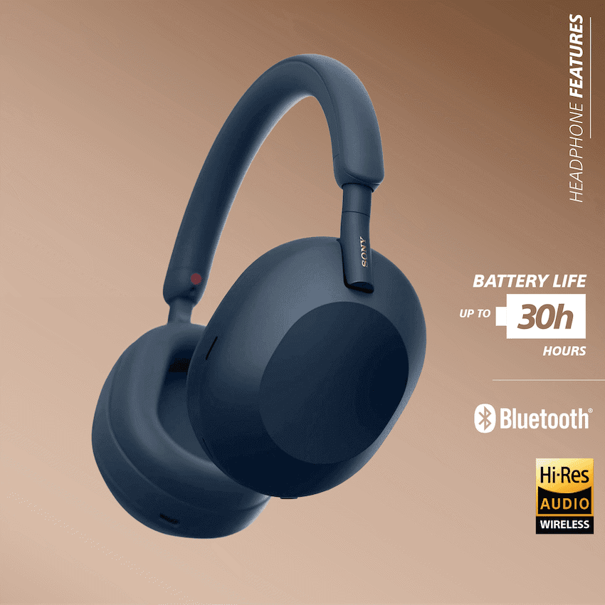 Sony WH1000XM5 (Blue) Noise-Cancelling BT Headphones 4