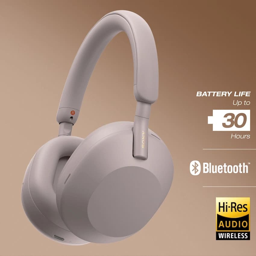 Sony WH1000XM5 Noise Cancelling BT Headphones - Smoky Pink 6