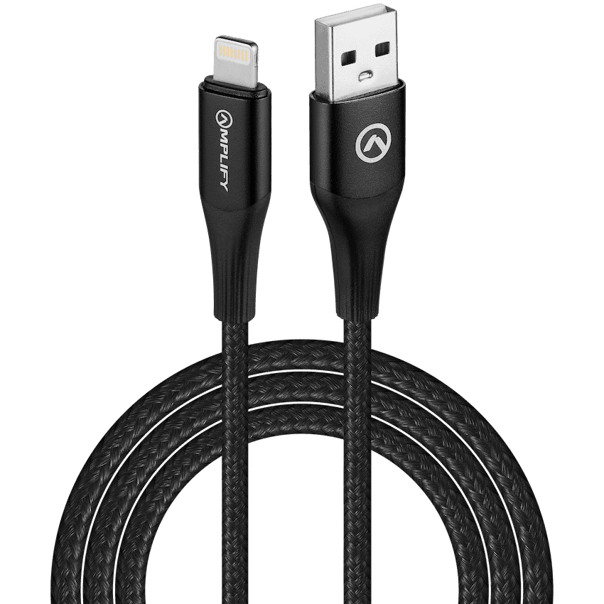 Amplify Linked Series USB to Lightning Braided Cable - Black 1m 2